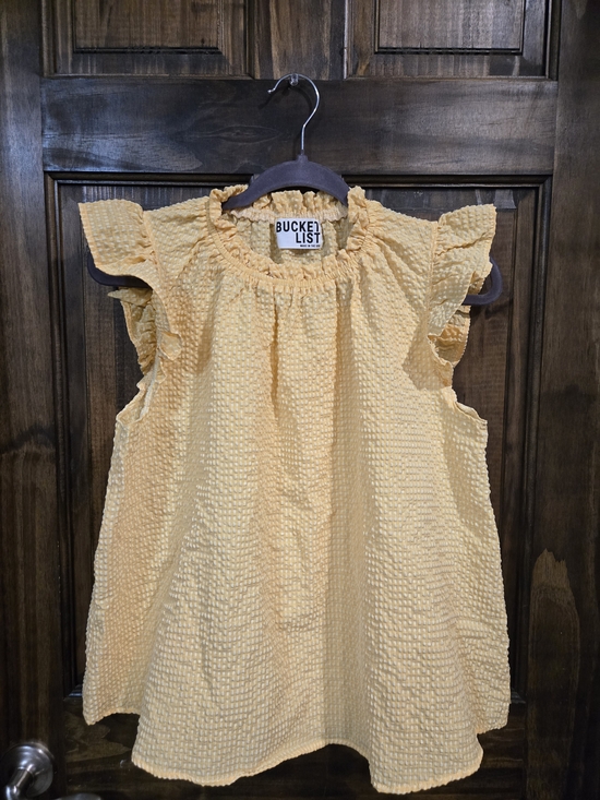 BUCKETLIST Tops - BUCKETLIST Yellow Ruffle Sleeve Textured Top NWOT